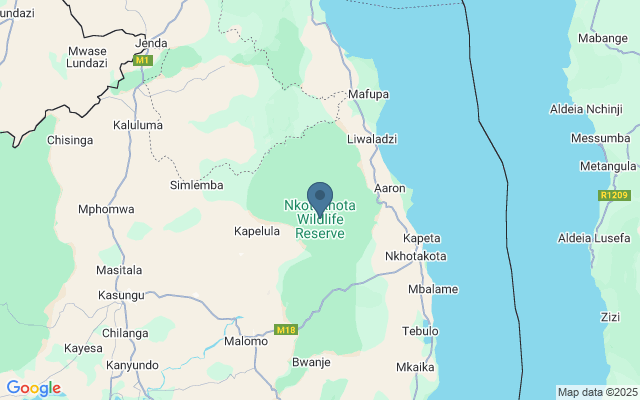 Kaart met locatie Nkhotakota Wildlife Reserve